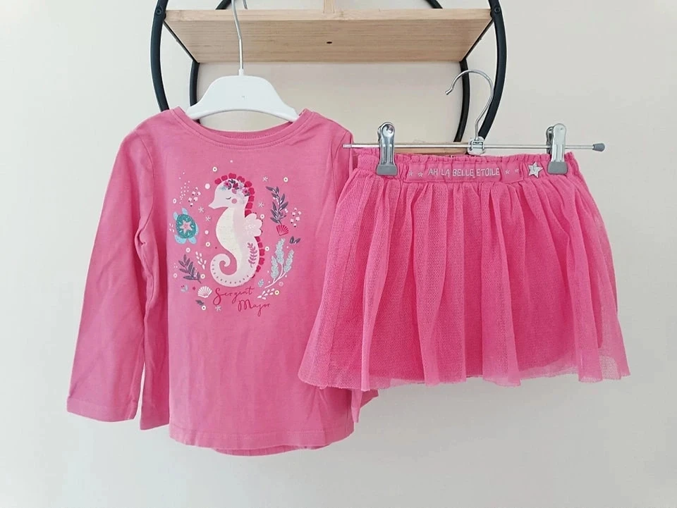 3 ans ensemble teeshirt sergent major et jupe tape a l'oeil